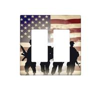 Decorator Wall Plate 2 Gang Light Switch Covers Armed Forces Day American Wallplate Double Toggle Switch Plate Standard Size Electrical Outlet Covers Decorative Wall Switch Plate Cover