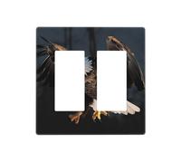 Decorator Wall Plate 2 Gang Light Switch Covers Bald Eagle Wallplate Double Toggle Switch Plate Standard Size Electrical Outlet Covers Decorative Wall Switch Plate Cover