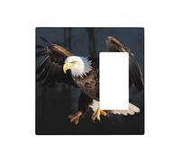 Decorator Wall Plate 2 Gang Light Switch Covers Bald Eagle Wallplate Double Toggle Switch Plate Standard Size Electrical Outlet Covers Decorative Wall Switch Plate Cover