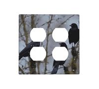 Decorator Wall Plate 2 Gang Light Switch Covers Black Crow Birds Wallplate Double Toggle Switch Plate Mid-size Electrical Outlet Covers Decorative Wall Switch Plate Cover