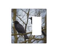 Decorator Wall Plate 2 Gang Light Switch Covers Black Crow Birds Wallplate Double Toggle Switch Plate Mid-size Electrical Outlet Covers Decorative Wall Switch Plate Cover