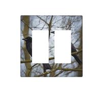 Decorator Wall Plate 2 Gang Light Switch Covers Black Crow Birds Wallplate Double Toggle Switch Plate Mid-size Electrical Outlet Covers Decorative Wall Switch Plate Cover