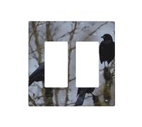 Decorator Wall Plate 2 Gang Light Switch Covers Black Crow Birds Wallplate Double Toggle Switch Plate Standard Size Electrical Outlet Covers Decorative Wall Switch Plate Cover