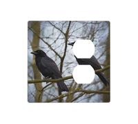 Decorator Wall Plate 2 Gang Light Switch Covers Black Crow Birds Wallplate Double Toggle Switch Plate Standard Size Electrical Outlet Covers Decorative Wall Switch Plate Cover