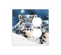 Decorator Wall Plate 2 Gang Light Switch Covers Blue eyed snow leopard Wallplate Double Toggle Switch Plate Standard Size Electrical Outlet Covers Decorative Wall Switch Plate Cover
