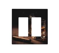 Decorator Wall Plate 2 Gang Light Switch Covers Cigar & Whiskey Wallplate Double Toggle Switch Plate Mid-size Electrical Outlet Covers Decorative Wall Switch Plate Cover