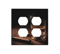 Decorator Wall Plate 2 Gang Light Switch Covers Cigar & Whiskey Wallplate Double Toggle Switch Plate Mid-size Electrical Outlet Covers Decorative Wall Switch Plate Cover