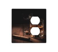 Decorator Wall Plate 2 Gang Light Switch Covers Cigar & Whiskey Wallplate Double Toggle Switch Plate Mid-size Electrical Outlet Covers Decorative Wall Switch Plate Cover