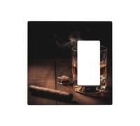 Decorator Wall Plate 2 Gang Light Switch Covers Cigar & Whiskey Wallplate Double Toggle Switch Plate Standard Size Electrical Outlet Covers Decorative Wall Switch Plate Cover