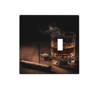 Decorator Wall Plate 2 Gang Light Switch Covers Cigar & Whiskey Wallplate Double Toggle Switch Plate Standard Size Electrical Outlet Covers Decorative Wall Switch Plate Cover