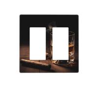 Decorator Wall Plate 2 Gang Light Switch Covers Cigar & Whiskey Wallplate Double Toggle Switch Plate Standard Size Electrical Outlet Covers Decorative Wall Switch Plate Cover