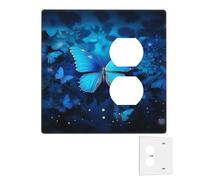 Decorator Wall Plate 2 Gang Light Switch Covers Duplex Receptacle Outlet Covers blue beautful butterfly Wall Plates for Electrical Outlets Plug Cover Mid-size Double Rocker Switch Plates