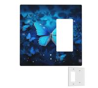 Decorator Wall Plate 2 Gang Light Switch Covers Duplex Receptacle Outlet Covers blue beautful butterfly Wall Plates for Electrical Outlets Plug Cover Mid-size Double Rocker Switch Plates