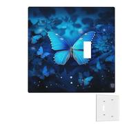 Decorator Wall Plate 2 Gang Light Switch Covers Duplex Receptacle Outlet Covers blue beautful butterfly Wall Plates for Electrical Outlets Plug Cover Standard Size Double Rocker Switch Plates