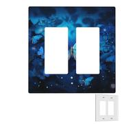 Decorator Wall Plate 2 Gang Light Switch Covers Duplex Receptacle Outlet Covers blue beautful butterfly Wall Plates for Electrical Outlets Plug Cover Standard Size Double Rocker Switch Plates