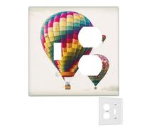 Decorator Wall Plate 2 Gang Light Switch Covers Duplex Receptacle Outlet Covers Color Hot Air Balloon Wall Plates for Electrical Outlets Plug Cover Standard Size Double Rocker Switch Plates