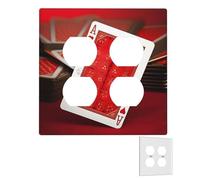 Decorator Wall Plate 2 Gang Light Switch Covers Duplex Receptacle Outlet Covers Red Background Playing Cards Wall Plates for Electrical Outlets Plug Cover Standard Size Double Rocker Switch Plates