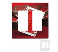 Decorator Wall Plate 2 Gang Light Switch Covers Duplex Receptacle Outlet Covers Red Background Playing Cards Wall Plates for Electrical Outlets Plug Cover Standard Size Double Rocker Switch Plates