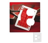 Decorator Wall Plate 2 Gang Light Switch Covers Duplex Receptacle Outlet Covers Red Background Playing Cards Wall Plates for Electrical Outlets Plug Cover Mid-size Double Rocker Switch Plates