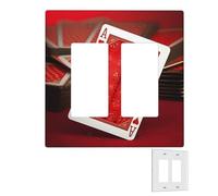 Decorator Wall Plate 2 Gang Light Switch Covers Duplex Receptacle Outlet Covers Red Background Playing Cards Wall Plates for Electrical Outlets Plug Cover Standard Size Double Rocker Switch Plates