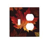 Decorator Wall Plate 2 Gang Light Switch Covers Fall Autumn Leaves Wallplate Double Toggle Switch Plate Mid-size Electrical Outlet Covers Decorative Wall Switch Plate Cover