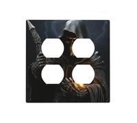 Decorator Wall Plate 2 Gang Light Switch Covers Grim-Reaper Wallplate Double Toggle Switch Plate Mid-size Electrical Outlet Covers Decorative Wall Switch Plate Cover