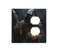 Decorator Wall Plate 2 Gang Light Switch Covers Grim-Reaper Wallplate Double Toggle Switch Plate Standard Size Electrical Outlet Covers Decorative Wall Switch Plate Cover