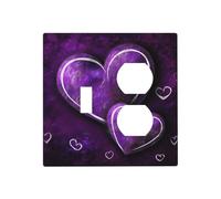 Decorator Wall Plate 2 Gang Light Switch Covers Purple Hearts Wallplate Double Toggle Switch Plate Standard Size Electrical Outlet Covers Decorative Wall Switch Plate Cover