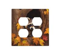 Decorator Wall Plate 2 Gang Light Switch Covers Raccoon in The Fall Tree Hole Wallplate Double Toggle Switch Plate Standard Size Electrical Outlet Covers Decorative Wall Switch Plate Cover