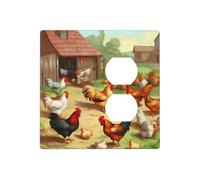 Decorator Wall Plate 2 Gang Light Switch Covers Roast Chicken Hen Farm Wallplate Double Toggle Switch Plate Mid-size Electrical Outlet Covers Decorative Wall Switch Plate Cover