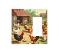 Decorator Wall Plate 2 Gang Light Switch Covers Roast Chicken Hen Farm Wallplate Double Toggle Switch Plate Standard Size Electrical Outlet Covers Decorative Wall Switch Plate Cover