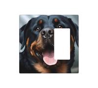 Decorator Wall Plate 2 Gang Light Switch Covers Rottweiler dogs tongue head Wallplate Double Toggle Switch Plate Standard Size Electrical Outlet Covers Decorative Wall Switch Plate Cover