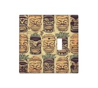 Decorator Wall Plate 2 Gang Light Switch Covers Vintage Aloha Tiki Pattern Wallplate Double Toggle Switch Plate Standard Size Electrical Outlet Covers Decorative Wall Switch Plate Cover
