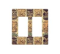 Decorator Wall Plate 2 Gang Light Switch Covers Vintage Aloha Tiki Pattern Wallplate Double Toggle Switch Plate Standard Size Electrical Outlet Covers Decorative Wall Switch Plate Cover