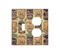 Decorator Wall Plate 2 Gang Light Switch Covers Vintage Aloha Tiki Pattern Wallplate Double Toggle Switch Plate Standard Size Electrical Outlet Covers Decorative Wall Switch Plate Cover