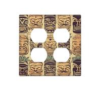 Decorator Wall Plate 2 Gang Light Switch Covers Vintage Aloha Tiki Pattern Wallplate Double Toggle Switch Plate Standard Size Electrical Outlet Covers Decorative Wall Switch Plate Cover