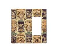Decorator Wall Plate 2 Gang Light Switch Covers Vintage Aloha Tiki Pattern Wallplate Double Toggle Switch Plate Standard Size Electrical Outlet Covers Decorative Wall Switch Plate Cover