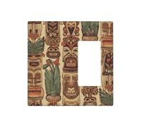 Decorator Wall Plate 2 Gang Light Switch Covers Vintage Aloha Tiki Wallplate Double Toggle Switch Plate Mid-size Electrical Outlet Covers Decorative Wall Switch Plate Cover