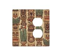 Decorator Wall Plate 2 Gang Light Switch Covers Vintage Aloha Tiki Wallplate Double Toggle Switch Plate Mid-size Electrical Outlet Covers Decorative Wall Switch Plate Cover