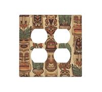 Decorator Wall Plate 2 Gang Light Switch Covers Vintage Aloha Tiki Wallplate Double Toggle Switch Plate Standard Size Electrical Outlet Covers Decorative Wall Switch Plate Cover