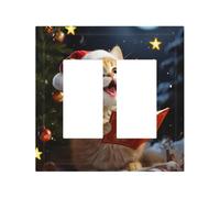 Decorator Wall Plate, 2 Gang Standard Size Outlet Cover H4.5"" x W4.6"" | Cute Cat Sing Christmas Carols Light Switch Covers, Unbreakable Polycarbonate Faceplate Cover For Decorator Receptacle