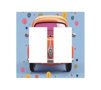 Decorator Wall Plate 2 Gang Toggle Light Switch Cover Mid Size 5" x 4.9" Single Rocker Wallplate Receptacle Plug Covers Cartoon car Outlet Switch Cover for Electrical Outlets Decor