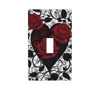 Decorator Wall Plate Cover Single Toggle Light Switch Cover Black Heart Rose Red Wallplates Blank Electrical Rocker Switch Plate Covers for Electrical Outlets Decorative 1 Gang 4.5" x 2.76"
