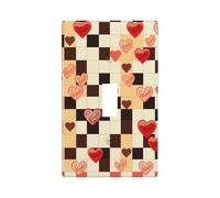 Decorator Wall Plate Cover Single Toggle Light Switch Cover Checkerboard hearts Wallplates Blank Electrical Rocker Switch Plate Covers for Electrical Outlets Decorative 1 Gang 4.5" x 2.76"