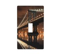 Decorator Wall Plate Cover Single Toggle Light Switch Cover New York Manhattan Bridge Night Wallplates Blank Electrical Rocker Switch Plate Covers for Electrical Outlets Decorative 1 Gang 4.5" x 2.76"