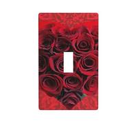 Decorator Wall Plate Cover Single Toggle Light Switch Cover Red Rose Love Heart Wallplates Blank Electrical Rocker Switch Plate Covers for Electrical Outlets Decorative 1 Gang 4.5" x 2.76"