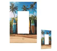 Decorator Wall Plates, 1-Gang Light Switch Covers Standard Size 3'' x 5'' | Surf'S Up Surfboard Outlet Wall Plate, Impact Resistant, Electrical Outlet Receptacle Covers, Screws Included