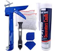 Decorators Caulk Kit - 1 x 290ml Brilliant White Paintable Acrylic Sealant with Caulking Gun, Sealant Scraper, 2 Smoothing Tools, Saver Cap & 2 Cloths