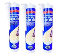 Decorators Caulk - White (Pack of 3 x 300ml) Flexible Filler for Gaps and Cracks | Paintable Sealant for Walls, Ceilings, Skirting Boards & Woodwork
