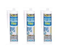 Decorators Flexible Filler, White, Acrylic Paste, 290ml Cartridge, Paintable, Interior and Exterior, Pack of 3